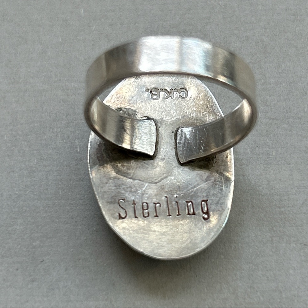 Vintage Signed Southwestern Turquoise Sterling Silver Ring - Picture 13 of 14